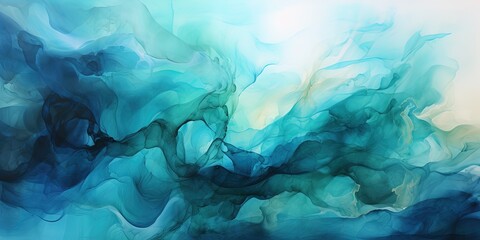 Blue green teal abstract pattern. Watercolor. Paint. Colorful art background with space for design