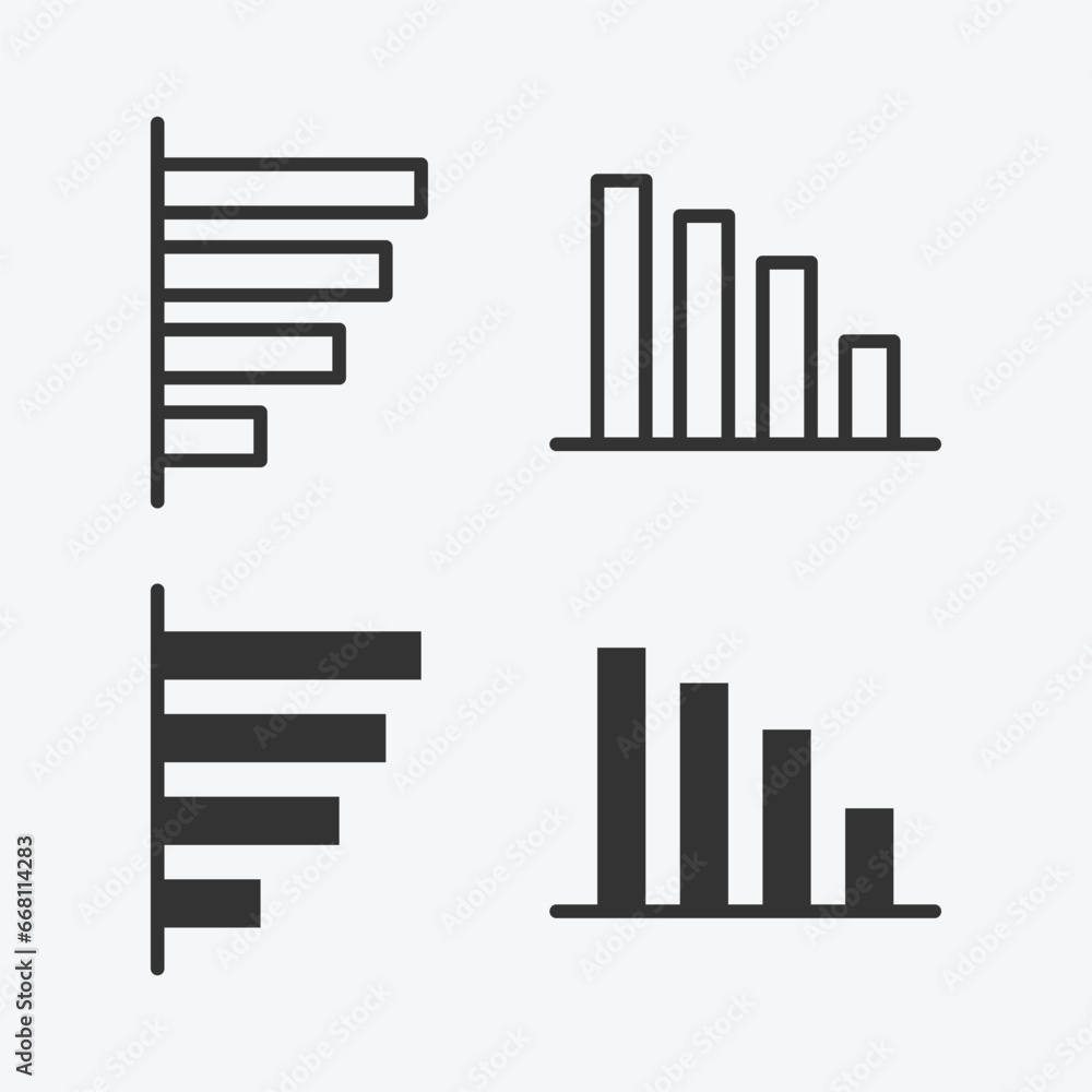 Poster vector illustration of bar chart icon on grey background for website, ui ux and mobile design. vecto
