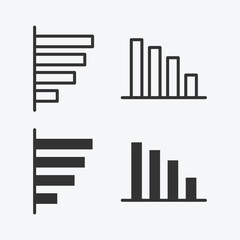 vector illustration of bar chart icon on grey background for website, ui ux and mobile design. vector illustration