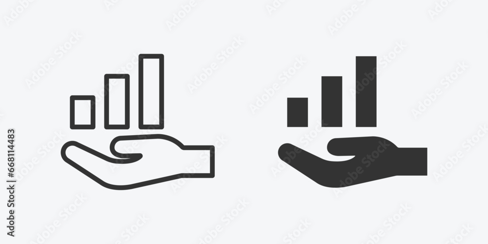 Aufkleber vector illustration of bar chart icon on grey background for website, ui ux and mobile design. vecto