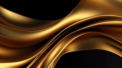 Luxury futuristic abstract gold curved background. Gold gradient illustration, minimal. Digital luxury drawing for interior design, fashion textile, wallpaper, website