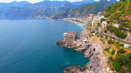 Fototapeta premium Maiori - Amalfi Coast - Aerial photo of the bathing bay from the town