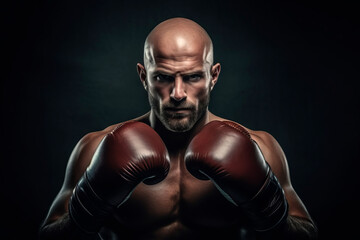Portrait of a strong fighter boxer