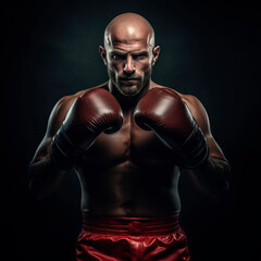 Obraz premium Portrait of a strong fighter boxer
