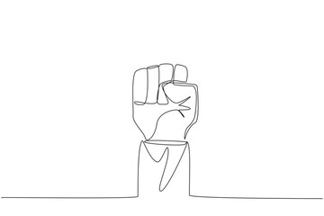 Continuous one line drawing the astronaut's big clenched fist. Invites teamwork to increase arrows. Resistance symbol. Cosmic galaxy deep space. Cosmonaut. Single line draw design vector illustration