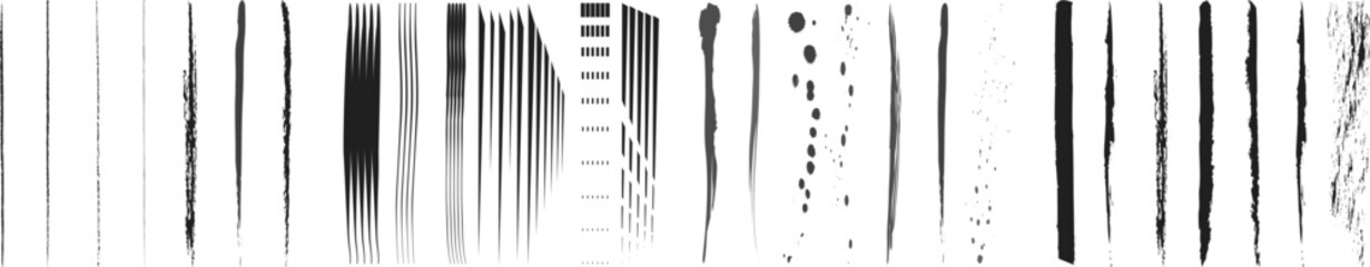 Vector set of straight lines on a white background. An abstraction drawn by hand on a white background. Illustration EPS 10. Black horizontal lines and strokes on a white background.