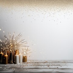 Christmas and New Year holiday banner with a Silver background and a Festive Sparklers. Concept...