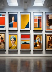 アートギャラリーに展示された絵画を鑑賞する、美術館背景｜Admire the paintings displayed at the art gallery. Museum background. Generative AI