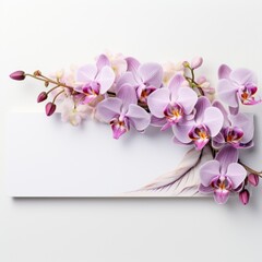 Banner with a Orchid background and a Fig with space for text. Creative food concept for ads, banners and greeting card