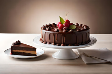 chocolate cake with cherries