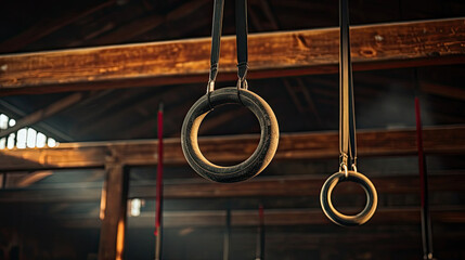 Gymnastics rings in gym