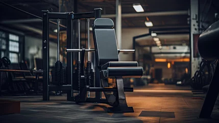 Fotobehang Padded leg curl machine in well-organized gym © javier