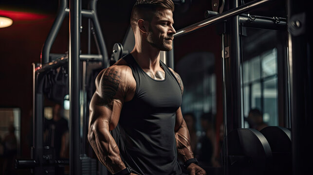 Person using cable machine for tricep extensions