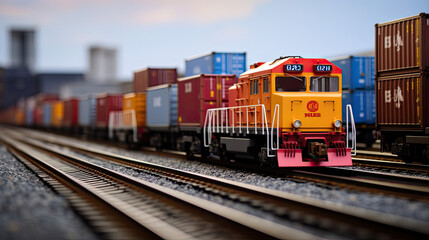 Rail Freight Transfer: Containers Being Shifted from One Train to Another