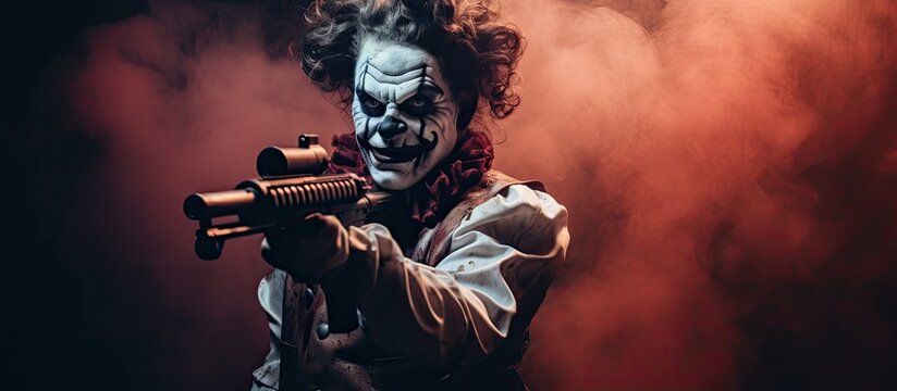 Blood stained clown smokes cigar wields gun in Halloween horror flick