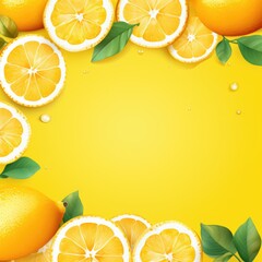 Banner with a Sunshine Yellow background and a Lemon with space for text. Creative food concept for ads, banners and greeting card