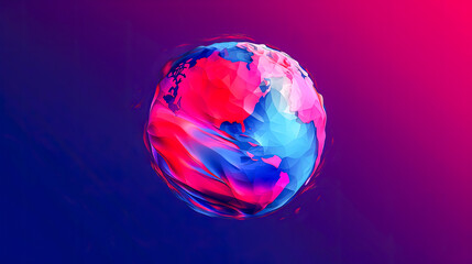 Photo of Blue and Pink Sphere Floating on a Vibrant Purple and Pink Background