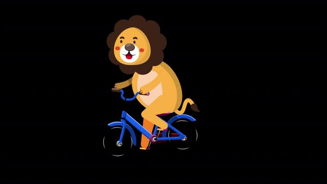 Lion Bicycle Animation Alpha Channel