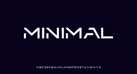 Modern  Minimal techno sci fi bold display stencil font, abstract geometric clean - obrazy, fototapety, plakaty