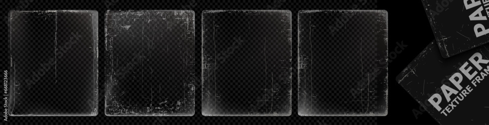 Poster realistic overlay of paper texture with uneven edges and scratches for the design of retro vinyl alb