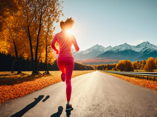 donna che corre autunno sport 