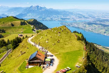 Foto auf Acrylglas View from Rigi mountain on Swiss Alps, Lake Lucerne and Pilatus mountains in Switzerland © Markus Mainka