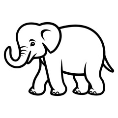 Cute Elephant Icon with Outline Style. SVG Vector