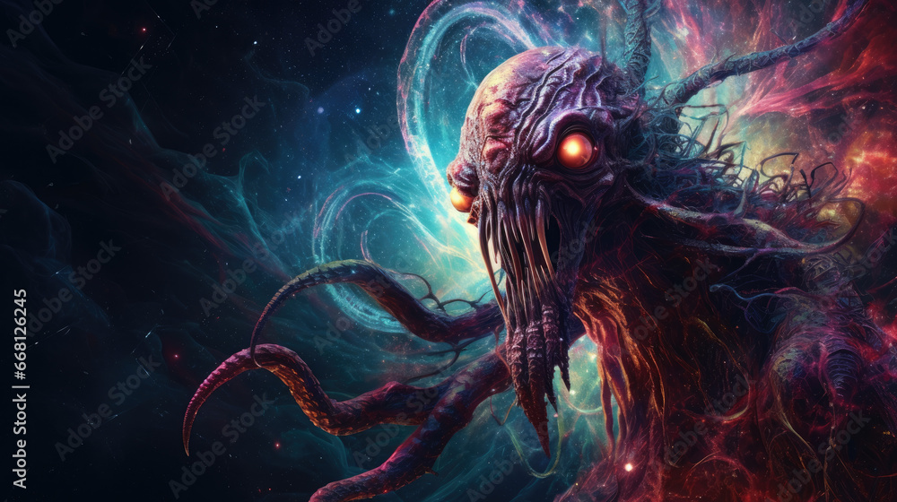 Wall mural old cosmic god kraken tentacle horror alien deity grim dark - by generative ai - Wall murals