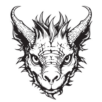 Dragon baby fsce sketch hand drawn. Symbol and sign of new year. Kids