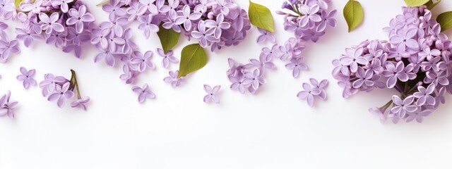 Spring lilac flowers on white background