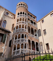 Scala Contarini del Bovolo or Palazzo Contarini del Bovolo in Venice. The Palazzo Contarini del Bovolo is a small palazzo known with spiral staircases. Venice, Italy.