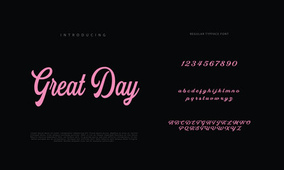 Abstract Calligraphy font alphabet. Minimal modern urban fonts for logo, brand etc. Typography typeface uppercase lowercase and number. vector illustration
