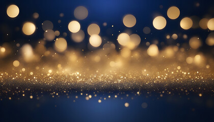 Abstract background golden particles bokeh effect