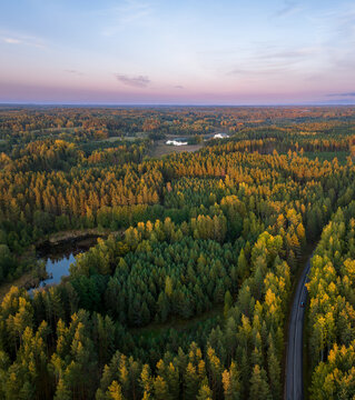 Sunset time at Karpa lake (Latgale). Latvian nature.