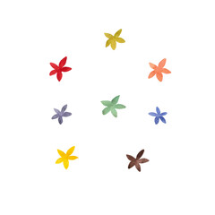 Fototapeta na wymiar A set of watercolor multicolored flowers isolated on a white background. Abstract, watercolor illustration. Colors of autumn. Template for textile design, packaging, postcards,web design, stickers