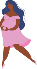 Happy African woman pregnant.