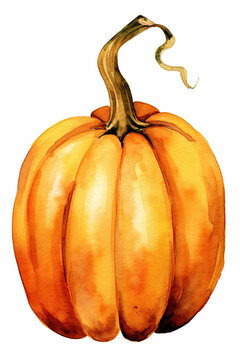 Pumpkin halloween watercolor clipart cute isolated on white background