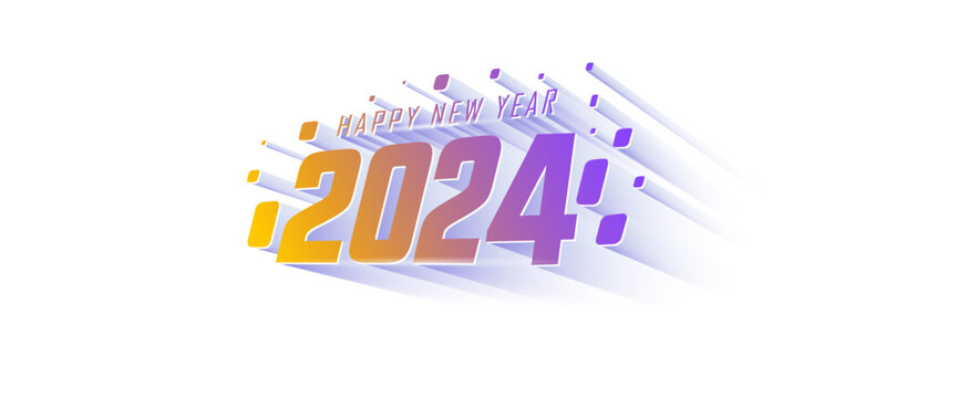 2024 Number poster concept design. 2024 Happy New Year, modern trendy 3d typography.