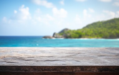 Fototapeta premium empty marble granite table top sea summer background