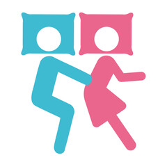 Simple icon of couple of people sleeping in different positions.