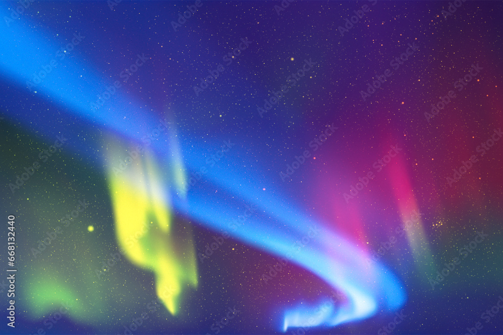 Canvas Prints blue red green polar lights. colorful aurora borealis in night sky