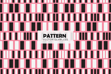 White and black rectangle shapes pink background seamless repeat pattern - obrazy, fototapety, plakaty