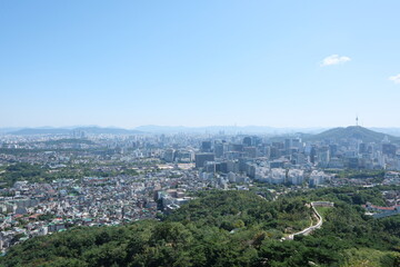 View of Seoul, South Korea from Inwangsan Mountain
