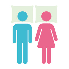 Simple icon of couple of people sleeping in different positions.