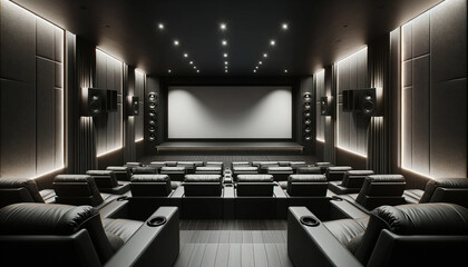 Sala de cine en casa privado y lujoso - obrazy, fototapety, plakaty