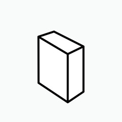 3D Box Icon. Package within Glyph Style, Cube Symbol.
