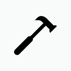 Hammer Icon. Carpentry Tool. Warehouse, Workshop. Construction Equipment Symbol - Vector.