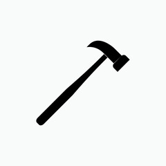 Hammer Icon. Carpentry Tool. Warehouse, Workshop. Construction Equipment Symbol - Vector.