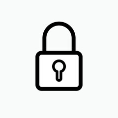 Padlock Icon. Closed Access Symbol in Line Art Style - Vector.       