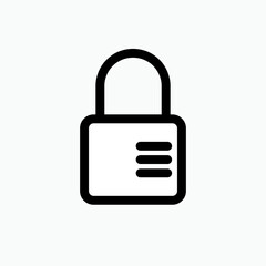 Padlock Icon. Closed Access Symbol in Line Art Style - Vector.       